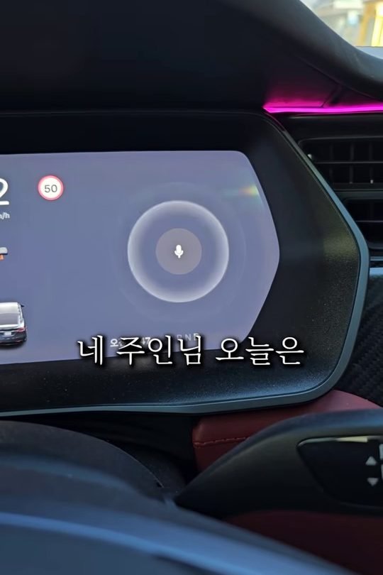 중카TV 영상 속 테슬라 운전석 화면